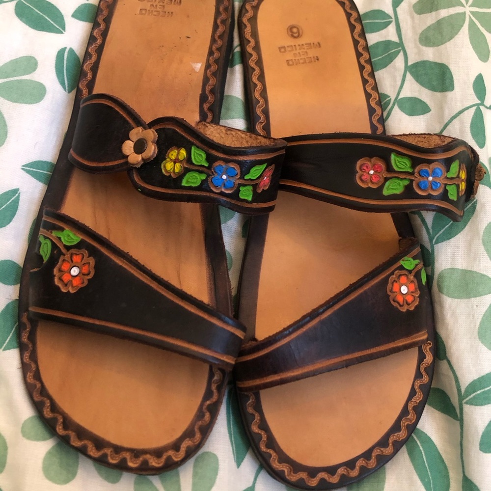 Beautiful leather brown sandals authentic handmade